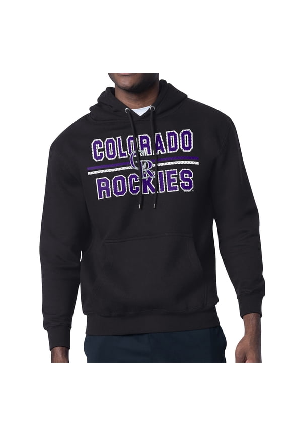 Men's Starter Black Colorado Rockies Team Mesh Print Graphic Pullover Hoodie