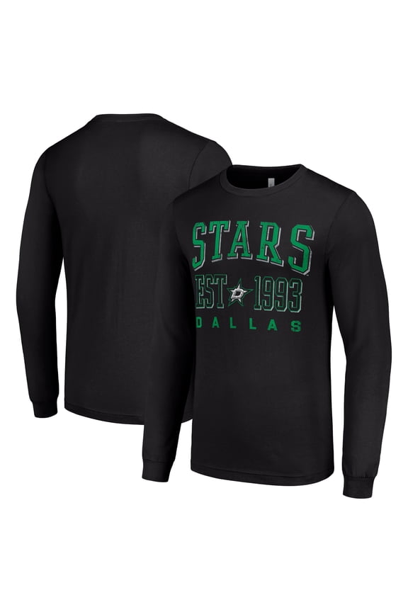 Men's Starter Black Dallas Stars Logo Graphic Long Sleeve T-Shirt