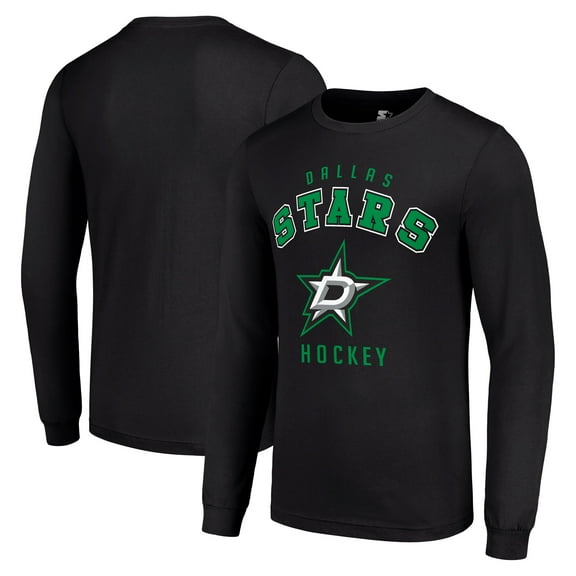 Men's Starter Black Dallas Stars Logo Long Sleeve T-Shirt