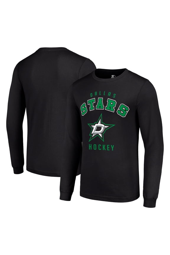 Men's Starter Black Dallas Stars Logo Long Sleeve T-Shirt