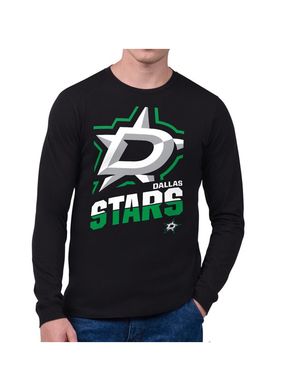 Men's Starter Black Dallas Stars Logo Zoom Long Sleeve T-Shirt