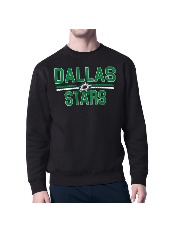 Men's Starter Black Dallas Stars Mesh Look Team Name Logo Pullover Sweatshirt