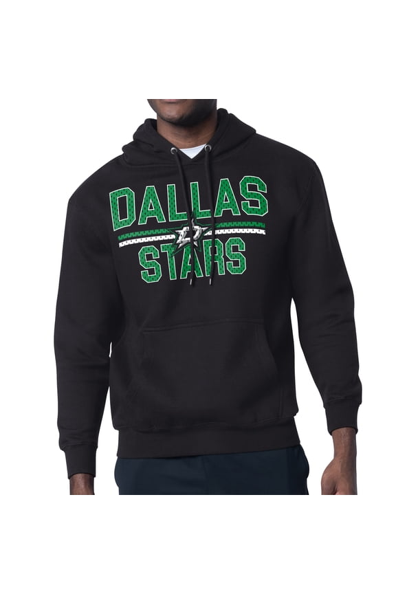 Men's Starter Black Dallas Stars Mesh Look Team Name Logo Tri-Blend Pullover Hoodie