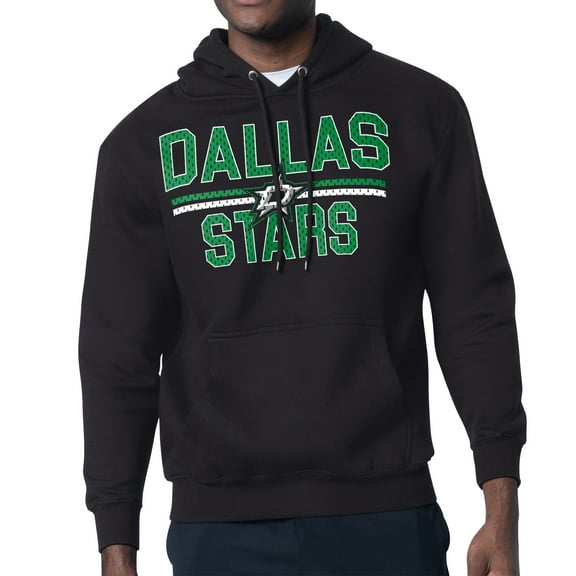 Men's Starter Black Dallas Stars Mesh Look Team Name Logo Tri-Blend Pullover Hoodie