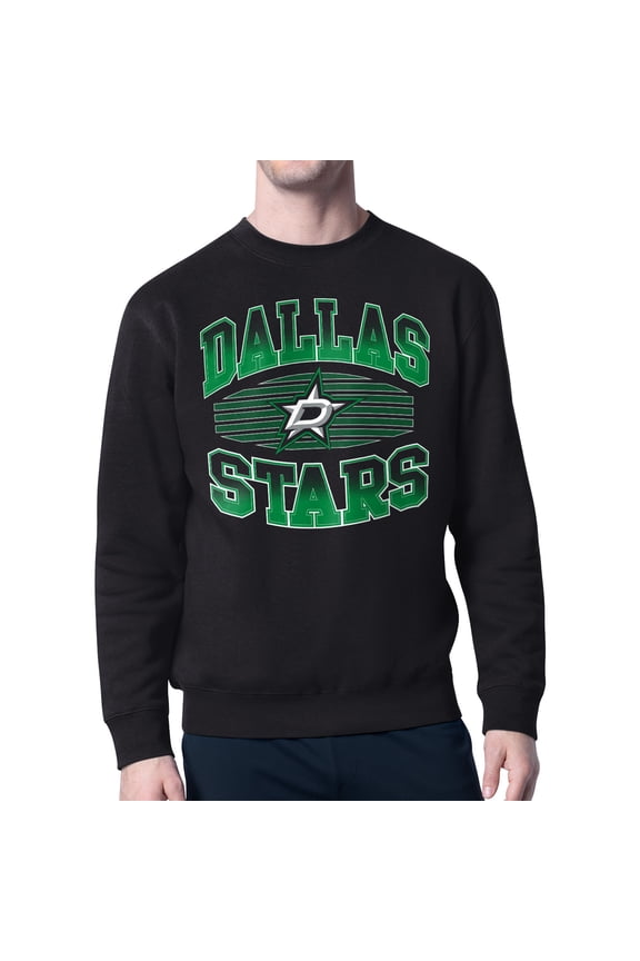 Men's Starter Black Dallas Stars Team Grit Graphic Fleece Pullover Sweatshirt