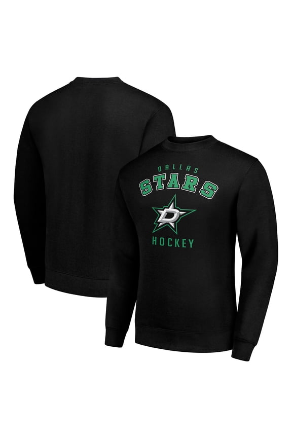 Men's Starter Black Dallas Stars Team Logo Fleece Pullover Sweatshirt