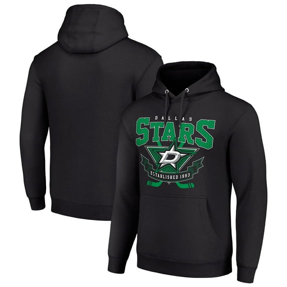Men's Starter Black Dallas Stars Team Logo Graphic Fleece Tri-Blend Pullover Hoodie