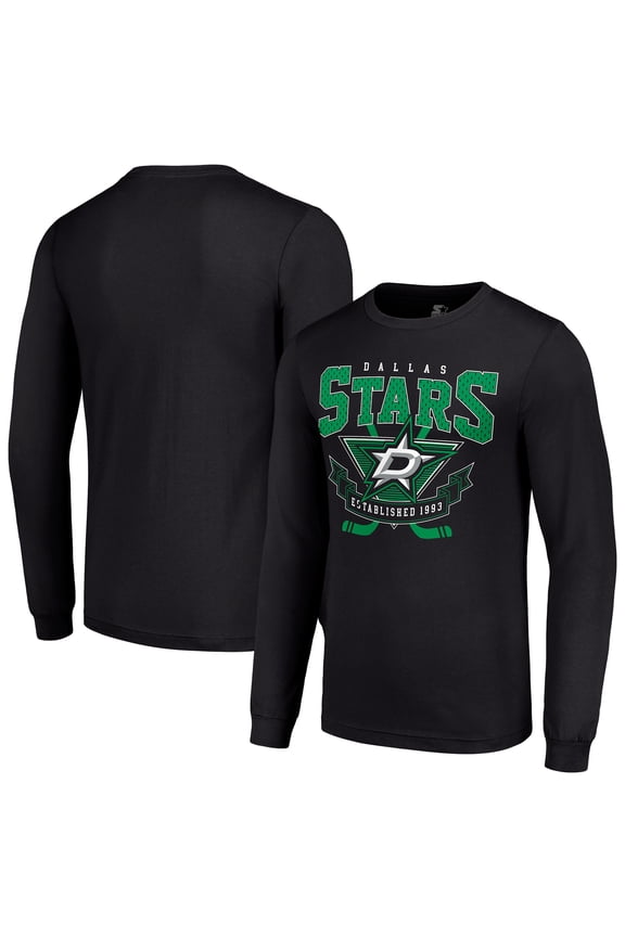 Men's Starter Black Dallas Stars Team Logo Graphic Long Sleeve T-Shirt
