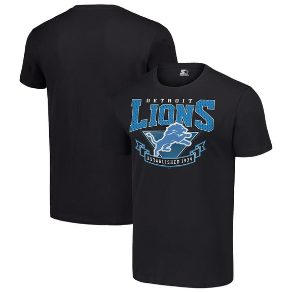 Men's Starter Black Detroit Lions 80s Inspired Team Logo T-Shirt