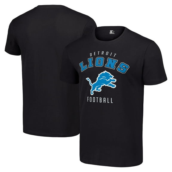 Men's Starter Black Detroit Lions Logo T-Shirt