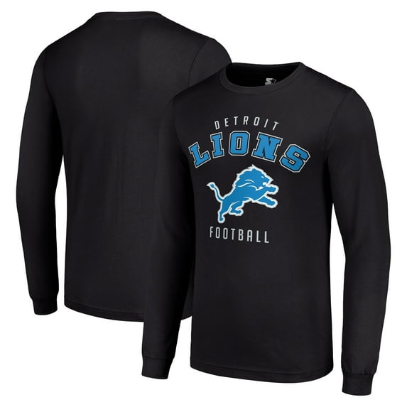 Men's Starter Black Detroit Lions Long Sleeve T-Shirt