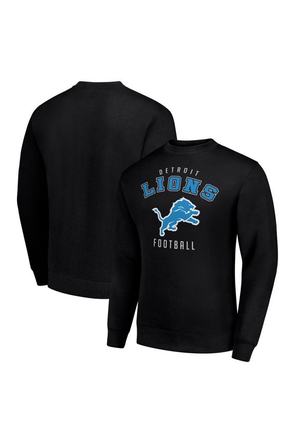 Men's Starter Black Detroit Lions Team Logo Pullover Sweatshirt