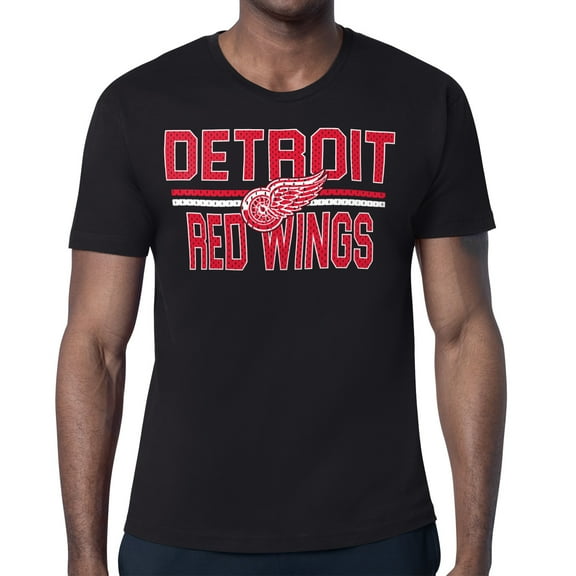 Men's Starter Black Detroit Red Wings Mesh Look Team Name T-Shirt