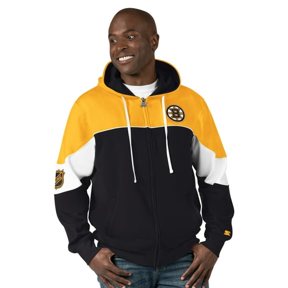 Men's Starter Black/Gold Boston Bruins Power Forward Full-Zip Hoodie