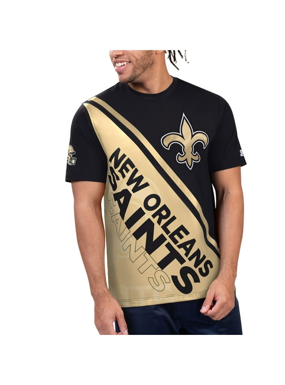 Men's Starter Black/Gold New Orleans Saints Finish Line Extreme Graphic T-Shirt