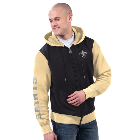 Men's Starter Black/Gold New Orleans Saints Thursday Night Gridiron Full-Zip Hoodie