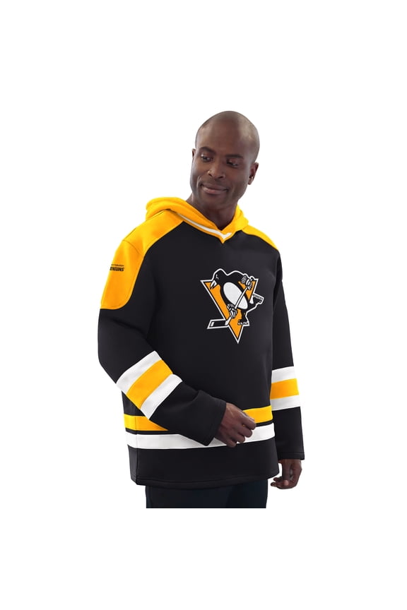 Men's Starter Black/Gold Pittsburgh Penguins Hockey Pullover Hoodie