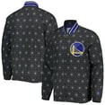 thumbnail image 1 of Men's Starter Black Golden State Warriors In-Field Play Fashion Satin Full-Zip Varsity Jacket, 1 of 4