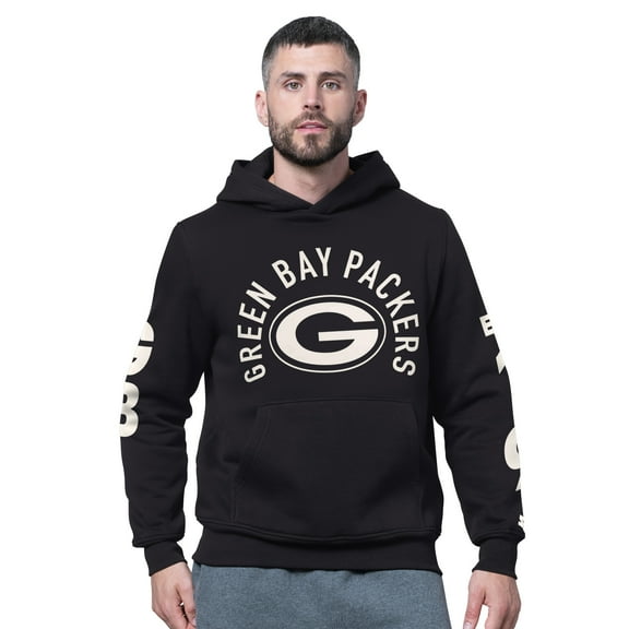 Men's Starter Black Green Bay Packers Handoff Fleece Hoodie Sweatshirt