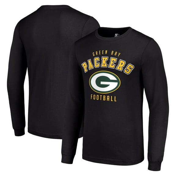 Men's Starter Black Green Bay Packers Long Sleeve T-Shirt