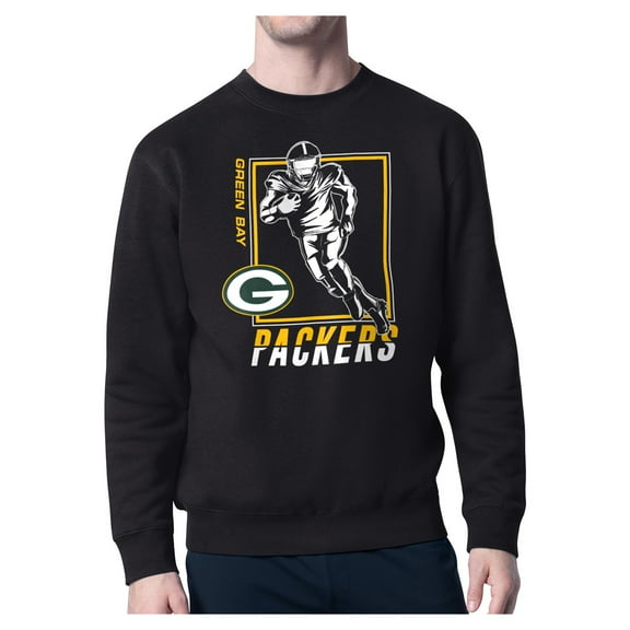 Men's Starter Black Green Bay Packers Player Grid Pullover Sweatshirt