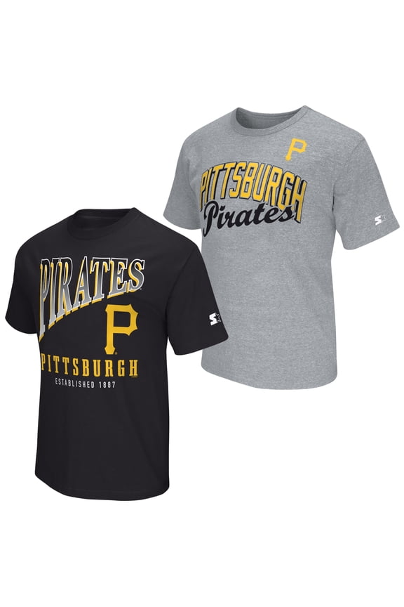 Men's Starter Black/Heather Gray Pittsburgh Pirates Two-Pack T-Shirt Set