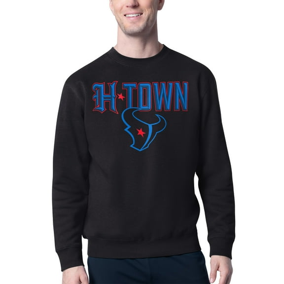 Men's Starter Black Houston Texans H-Town Graphic Fleece Pullover Sweatshirt