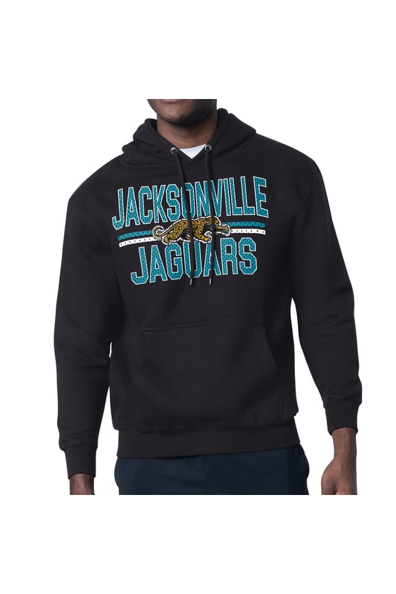 Men's Starter Black Jacksonville Jaguars Mesh Look Retro Team Logo Pullover Hoodie