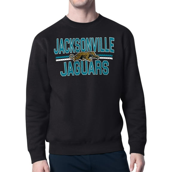 Men's Starter  Black Jacksonville Jaguars Mesh Look Retro Team Logo Pullover Sweatshirt