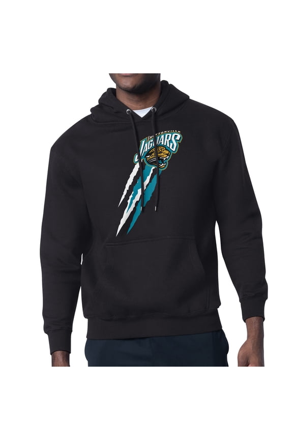 Men's Starter  Black Jacksonville Jaguars Retro Team Logo Color Scratch Pullover Hoodie