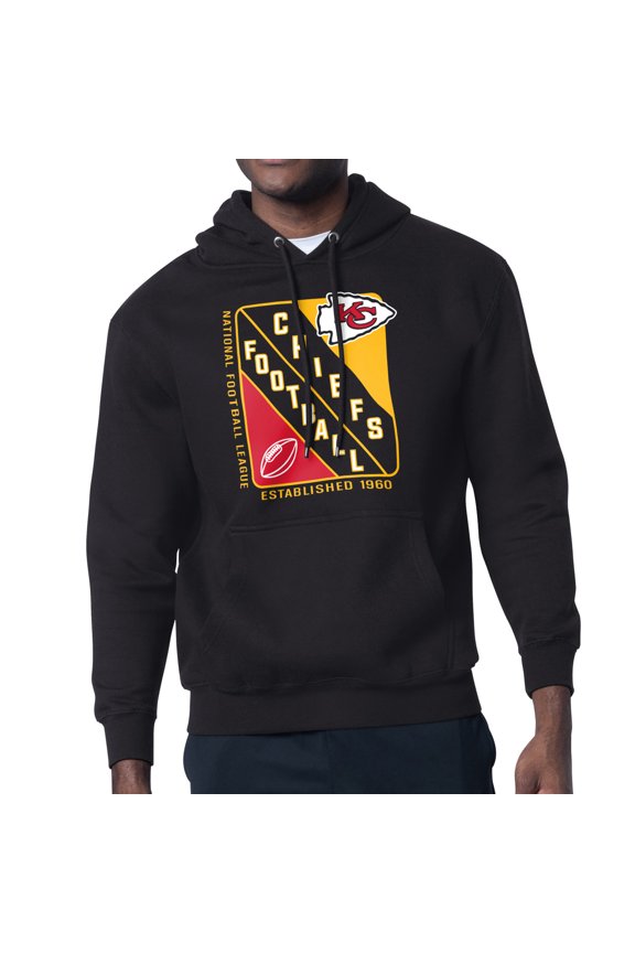 Men's Starter Black Kansas City Chiefs Shield Logo Pullover Hoodie