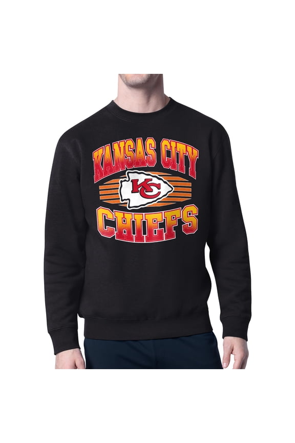 Men's Starter Black Kansas City Chiefs Team Grit Graphic Fleece Pullover Sweatshirt
