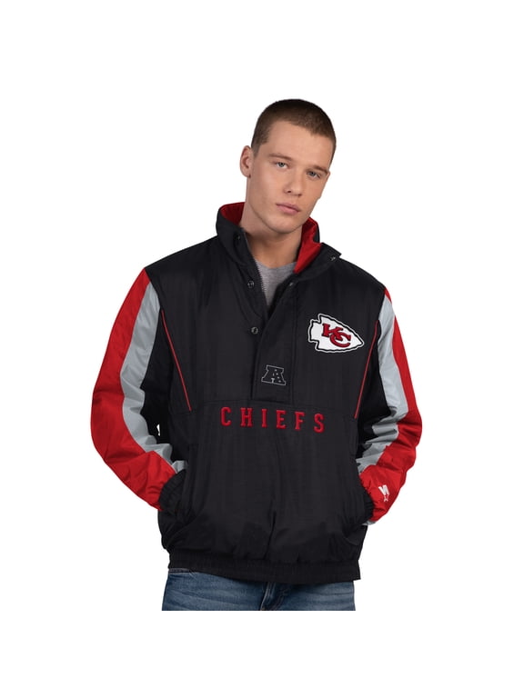 Men's Starter Black Kansas City Chiefs Thursday Night Gridiron Half-Zip Jacket