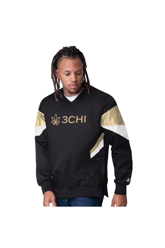 Men's Starter Black Kyle Busch 3CHI Striker I V-Neck Pullover Jacket