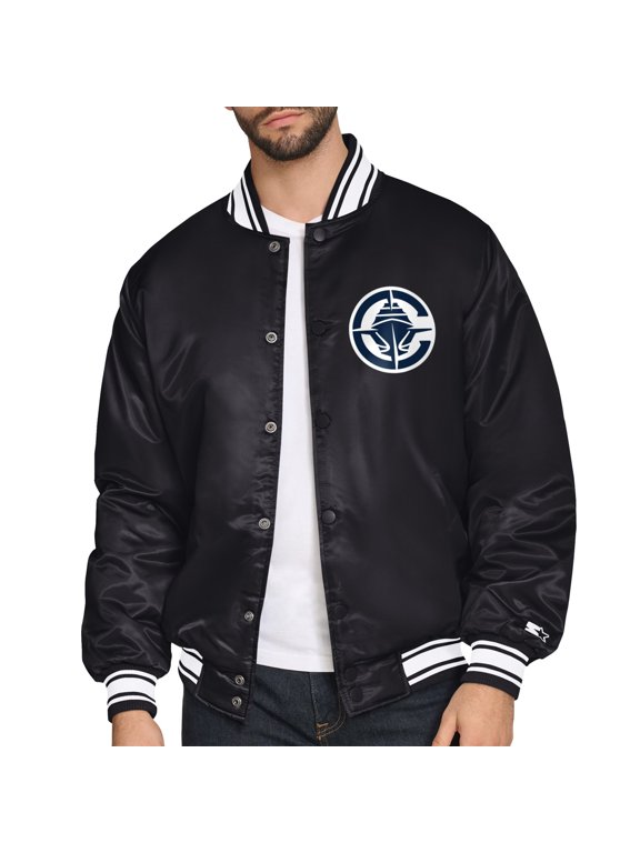 Men's Starter Black LA Clippers Triangle Full-Snap Varsity Jacket