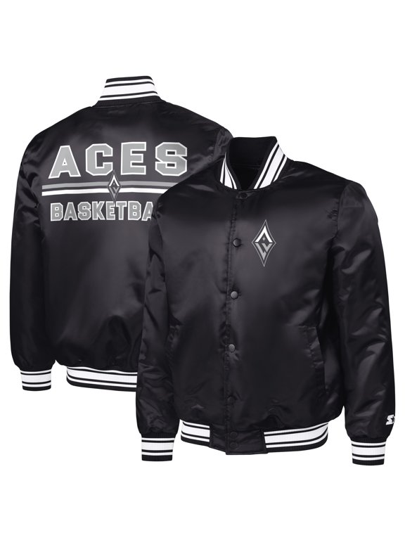 Men's Starter Black Las Vegas Aces Satin Varsity Full-Snap Jacket