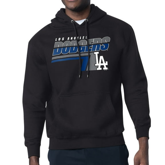 Men's Starter Black Los Angeles Dodgers Logo Push Graphic Hoodie