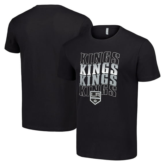 Men's Starter Black Los Angeles Kings Four Team Name Logo T-Shirt