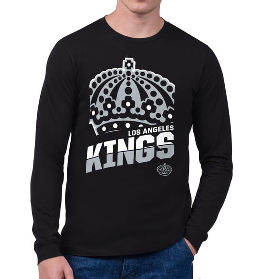 Men's Starter Black Los Angeles Kings Logo Zoom Long Sleeve T-Shirt