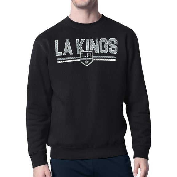 Men's Starter Black Los Angeles Kings Mesh Look Team Name Logo Pullover Sweatshirt