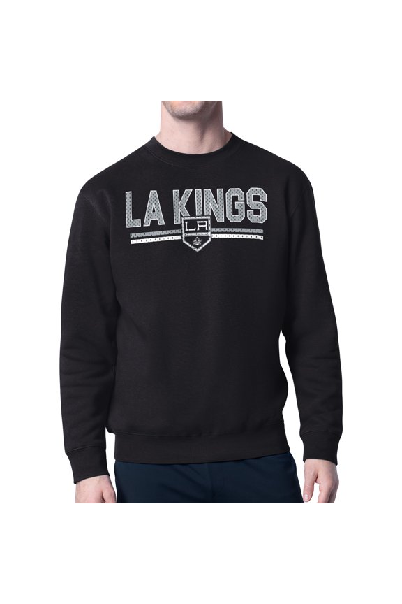 Men's Starter Black Los Angeles Kings Mesh Look Team Name Logo Pullover Sweatshirt