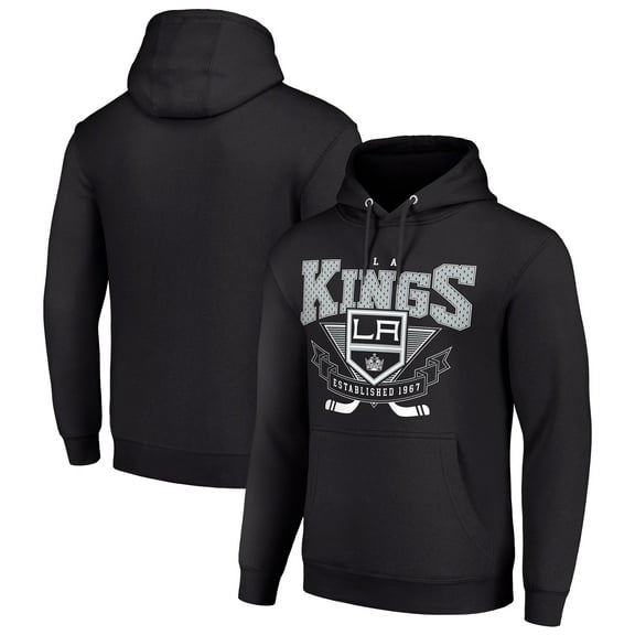Men's Starter Black Los Angeles Kings Team Logo Graphic Fleece Tri-Blend Pullover Hoodie