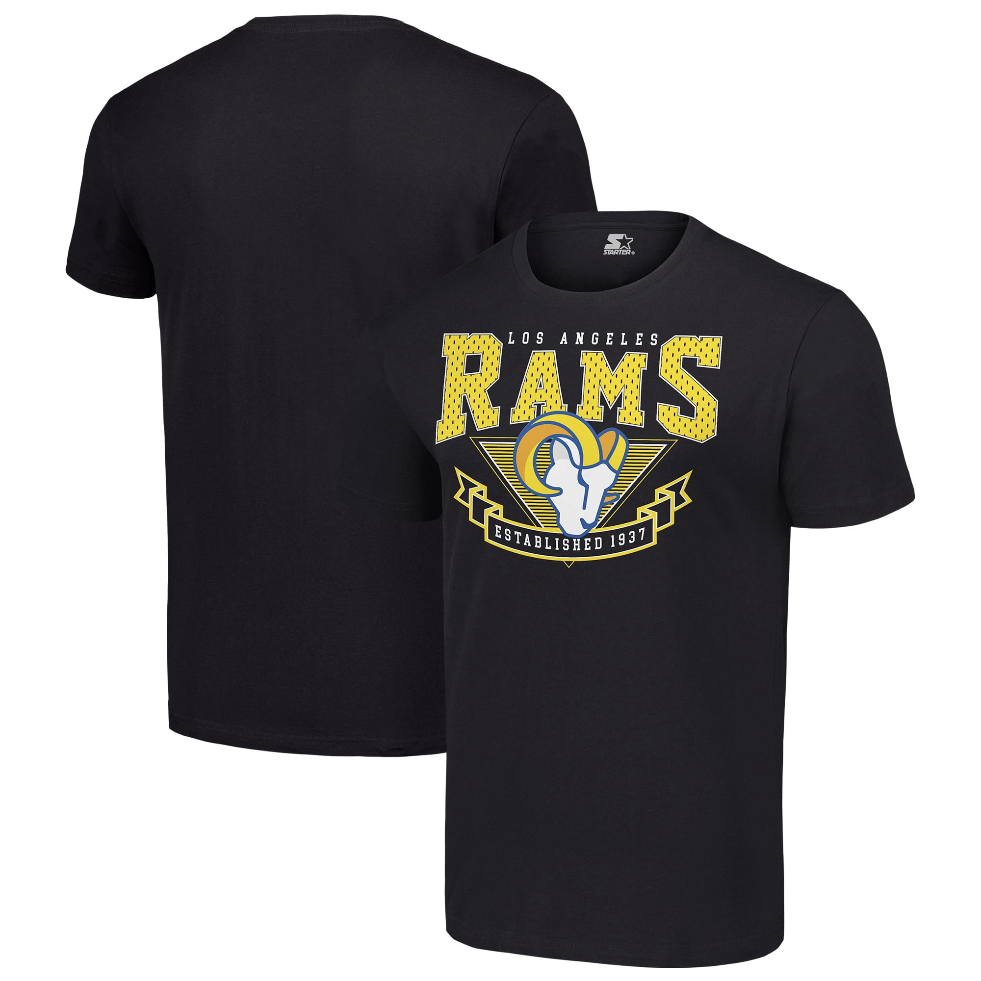 Men's Starter Black Los Angeles Rams 80s Inspired Team Logo T-Shirt ...