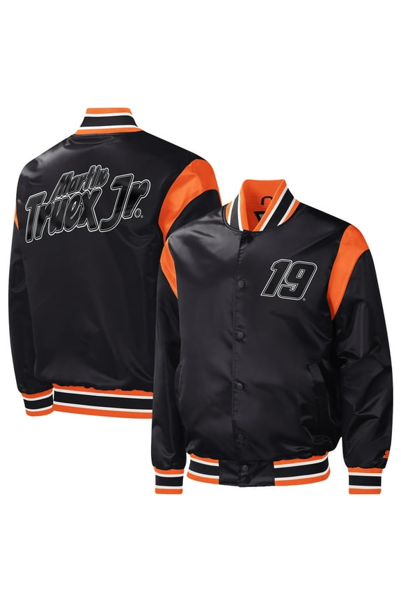 Men's Starter Black Martin Truex Jr Force Play Full-Snap Varsity Jacket