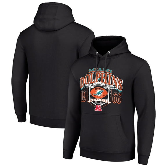 Men's Starter Black Miami Dolphins 80s Retro Pullover Hoodie