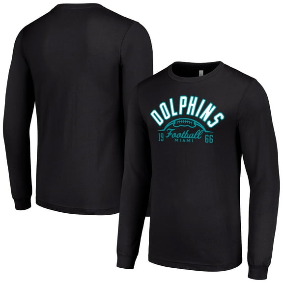 Men's Starter  Black Miami Dolphins Half Ball Team Long Sleeve T-Shirt