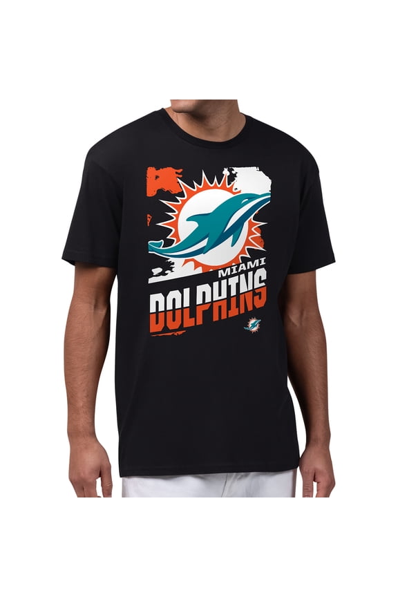 Men's Starter Black Miami Dolphins Zoom Graphic T-Shirt