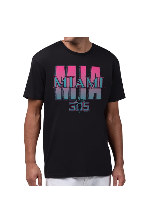 Men's Starter Black Miami Marlins City Connect Abbreviation T-Shirt