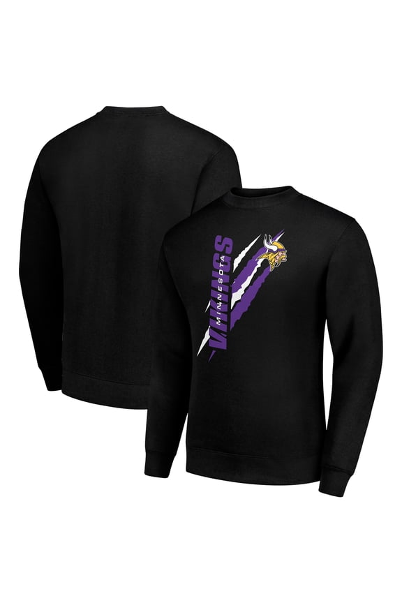 Men's Starter Black Minnesota Vikings Color Scratch Team Graphic Fleece Pullover Sweatshirt