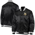 thumbnail image 1 of Men's Starter Black Minnesota Vikings Locker Room Satin Varsity Full-Snap Jacket, 1 of 4